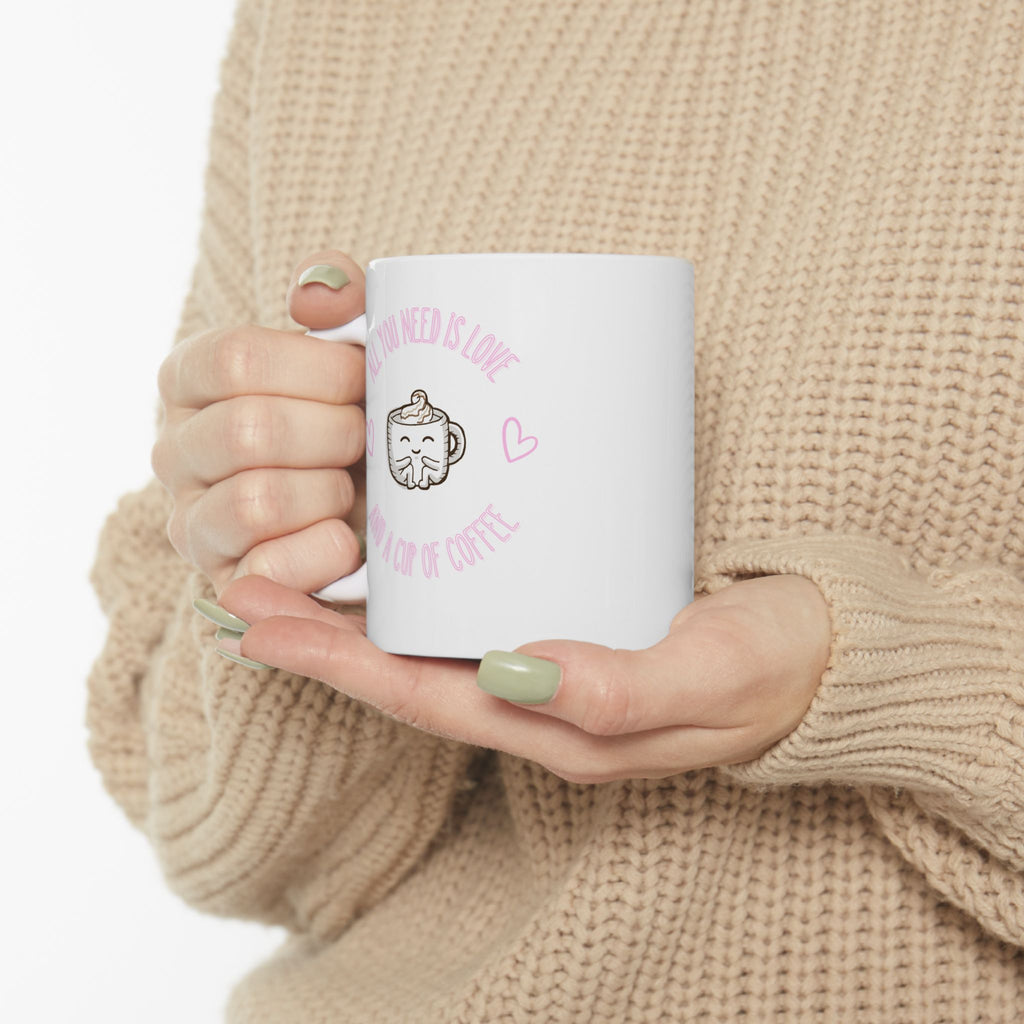 Cute Heart Design Ceramic Mug, Perfect for Coffee Lovers, Gift for Friends, , , Cozy Drinks