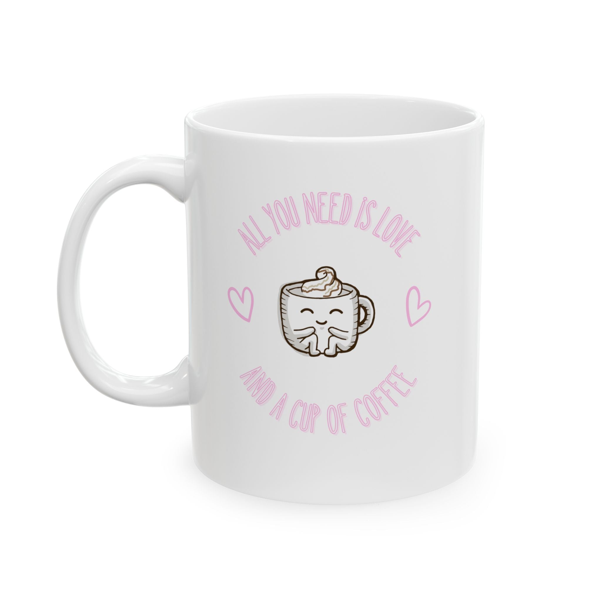 Cute Heart Design Ceramic Mug, Perfect for Coffee Lovers, Gift for Friends, , , Cozy Drinks