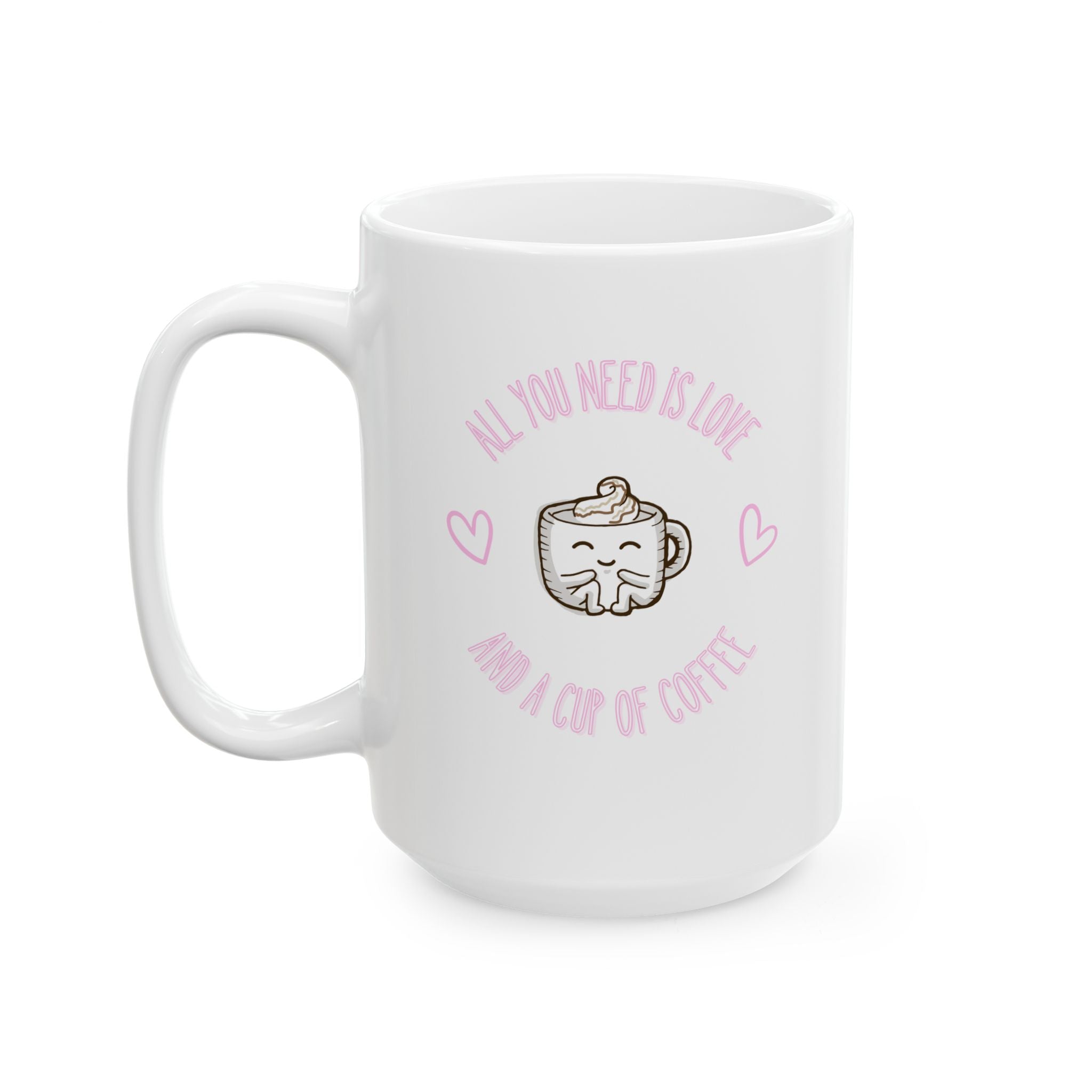 Cute Heart Design Ceramic Mug, Perfect for Coffee Lovers, Gift for Friends, , , Cozy Drinks