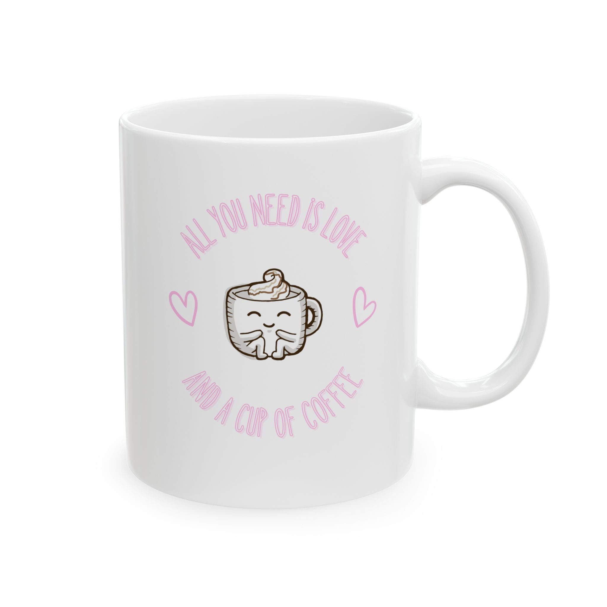 Cute Heart Design Ceramic Mug, Perfect for Coffee Lovers, Gift for Friends, , , Cozy Drinks