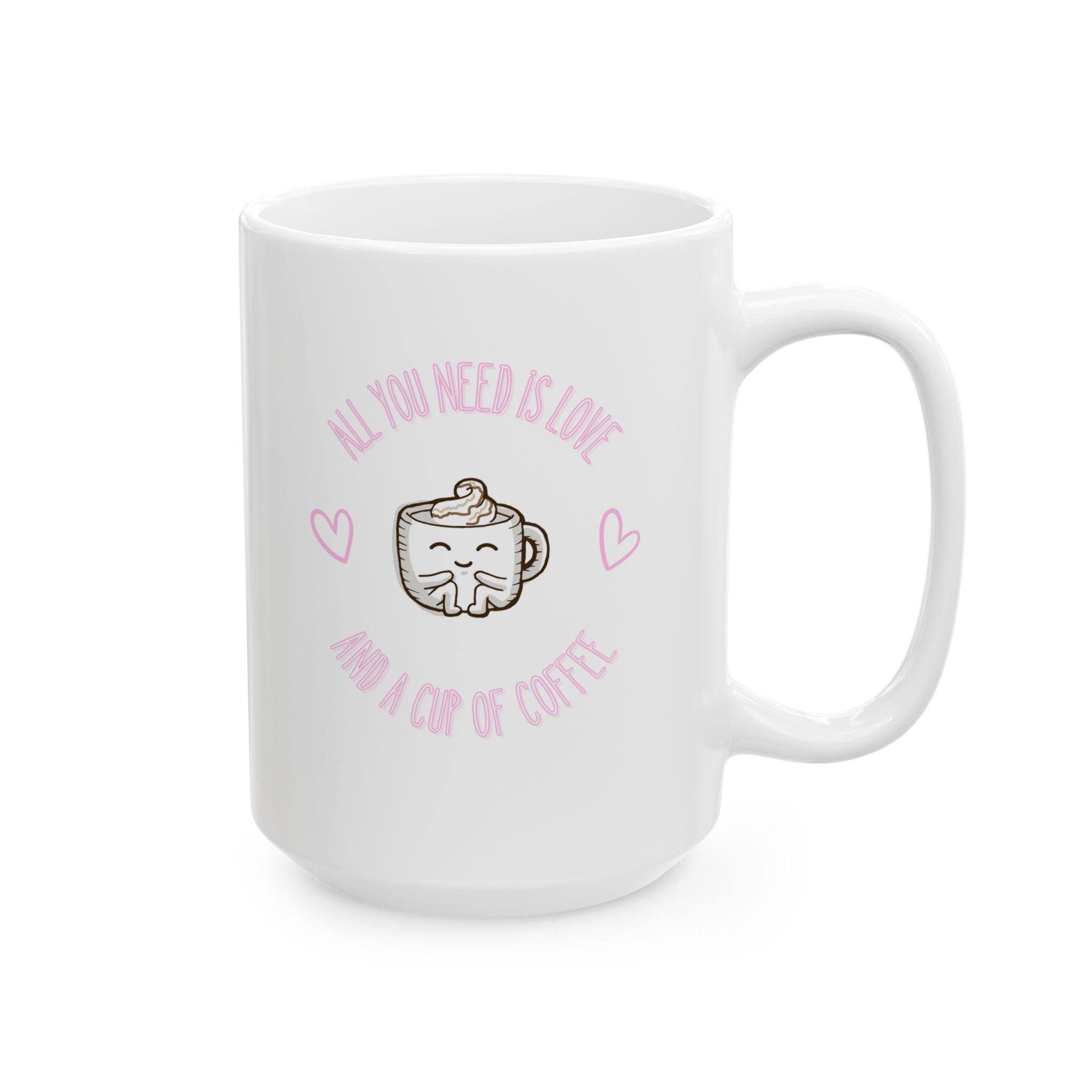 Cute Heart Design Ceramic Mug, Perfect for Coffee Lovers, Gift for Friends, , , Cozy Drinks